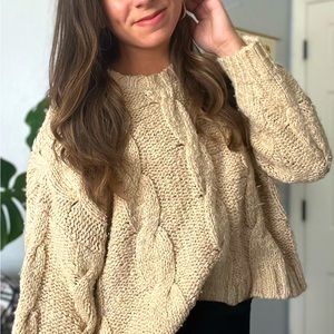 Beige Chunky Knit Sweater - Cream (Size M)